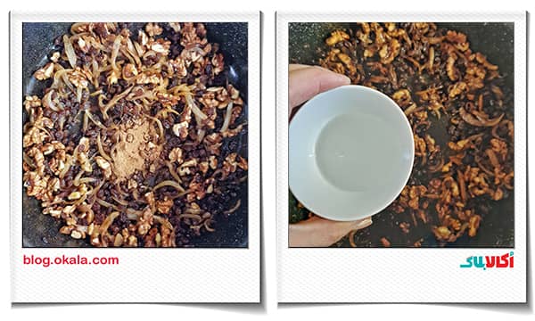اضافه کردن دارچین و گلاب به مواد رشته پلو