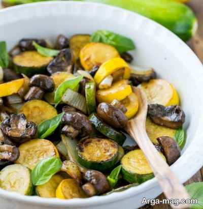 طرز تهیه خوراک کدو و قارچ