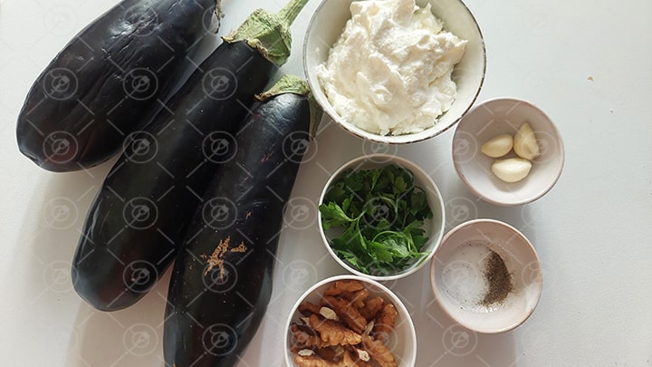 مواد لازم جهت تهیه رول بادمجان پنیری