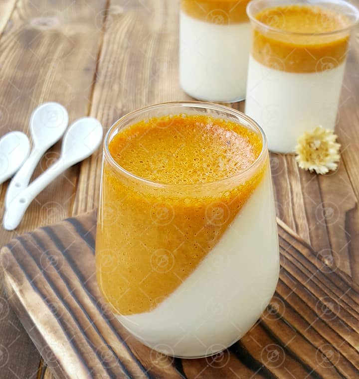 طرز تهیه پاناکوتای دو رنگ خرمالو