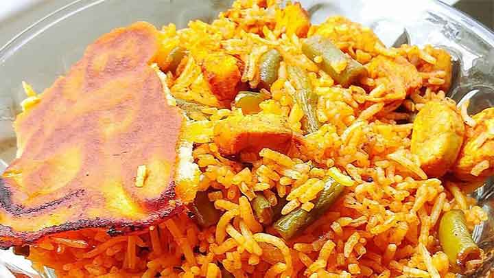 لوبیا پلو با گوشت