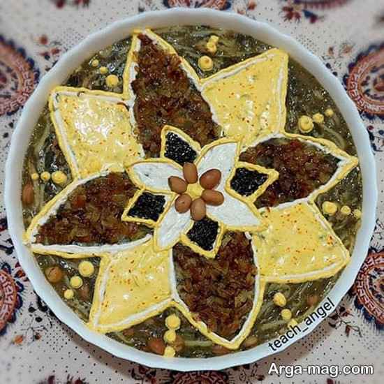 تزیین آش رشته با شابلون